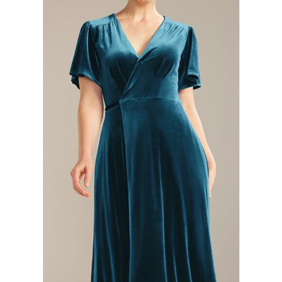 AW BRIDAL SZ 12 L Midnight Navy Conch wrap mother of bride party maxi dress b143 - Picture 1 of 10